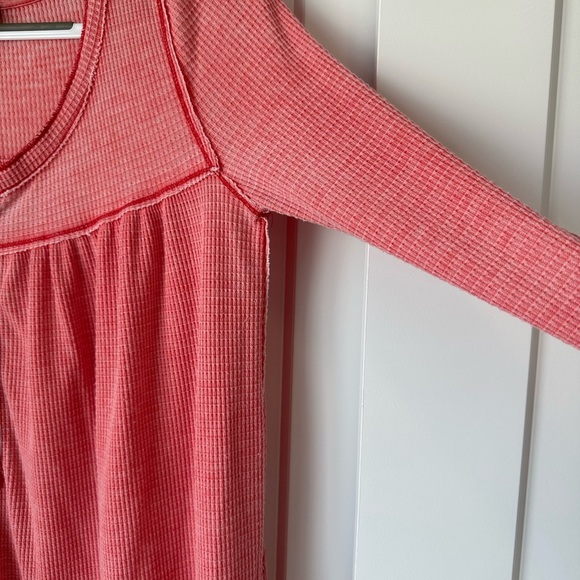FREE PEOPLE KAI HENLEY BABY DOLL LONG SLEEVE RED SIZE SMALL - Picture 5 of 14